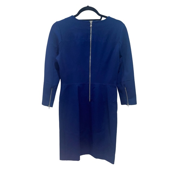J.Crew Midnightl Blue Pencil Structured Knit Zipper Detail Scuba Mini Dress Sz 6 - Picture 7 of 15